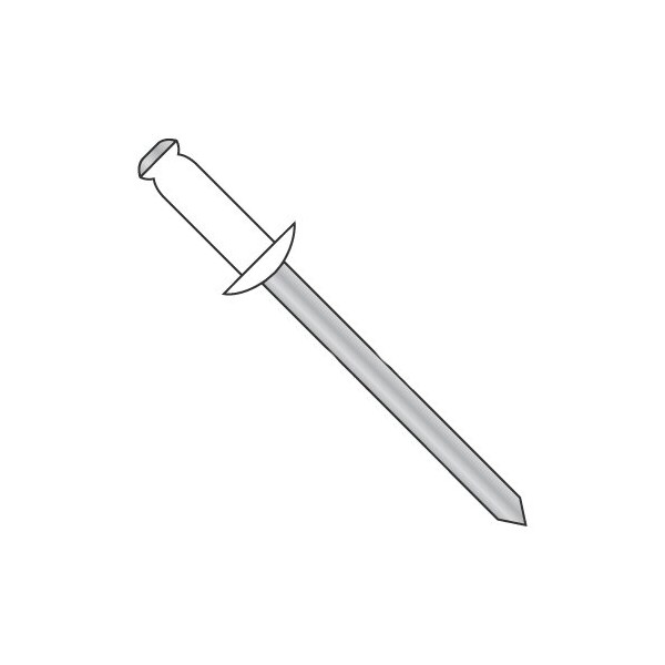 Newport Fasteners Blind Rivet, Dome Head, 1/8 in Dia., 0.275 in L, Aluminum Body, 10000 PK 743863 - main